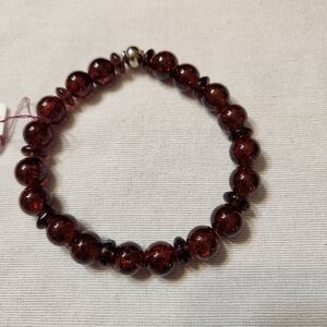 Hand Crafted Bracelet Brown Stretch Beaded Unisex